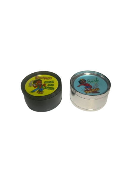 Flat lay view of multiple Honey Puff 3-piece grinders . This multi-color bulk pack ensures retailers can offer a diverse selection of pocket-friendly grinders to their customers.