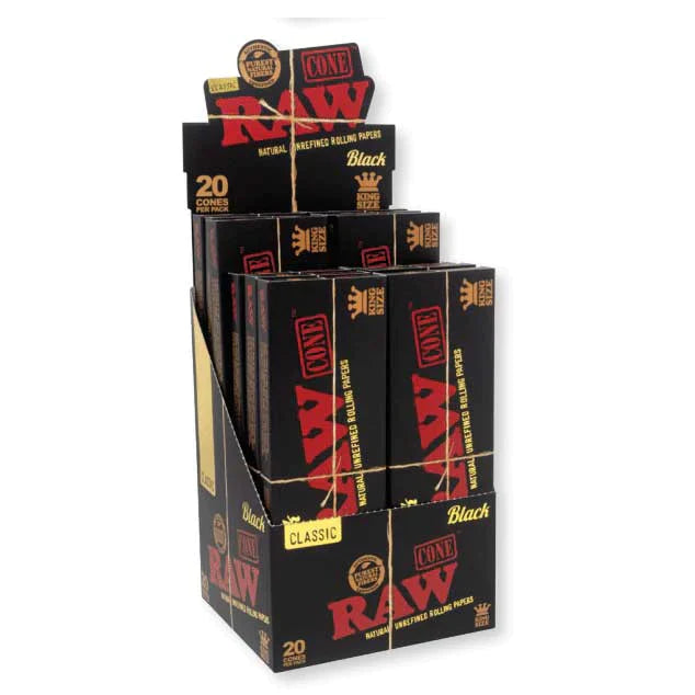 RAW-Classic King Size Black Cones 20ct 24pk