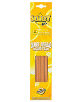 Front view of the Juicy Jay's Thai Incense Sticks 12-pack display in Orange Overloaded flavor. This folding retail carton contains twelve sleeves of highly concentrated, slow-burning incense designed to effectively manage ambient odors.