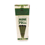 Front view of a single King Palm mini pre-rolled cones foil pouch in black and gold. Every individual pack houses five ready-to-fill wraps and a dedicated moisture-control packet.