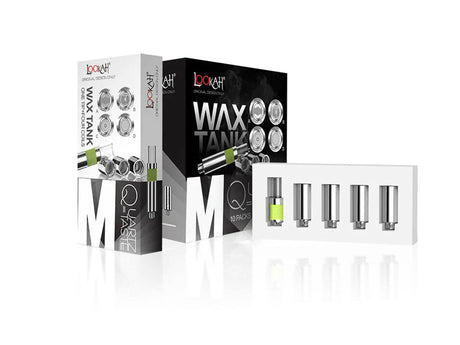 Front facing view of the Lookah 510 Quartz Wax Tank Coils 4-Pack packaging in black and clear. This retail blister pack contains four premium replacement quartz coils designed to deliver pure, flavorful concentrate vaporization.