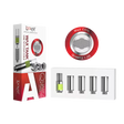 Front facing view of the Lookah 510 Quartz Wax Tank Coils 4-Pack packaging in red and white. This retail blister pack contains four premium replacement quartz coils designed to deliver pure, flavorful concentrate vaporization.