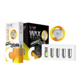 Front facing view of the Lookah 510 Quartz Wax Tank Coils 4-Pack packaging in black and yellow. This retail blister pack contains four premium replacement quartz coils designed to deliver pure, flavorful concentrate vaporization.