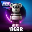 Front view of the Lookah Bear 510 thread battery in light grey. This cute, 500mAh bear-shaped vaporizer battery features a soft silicone body and universal 510 threading for standard oil and extract cartridges.