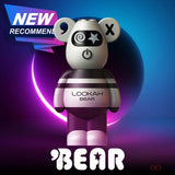 Front view of the Lookah Bear 510 thread battery in light grey. This cute, 500mAh bear-shaped vaporizer battery features a soft silicone body and universal 510 threading for standard oil and extract cartridges.