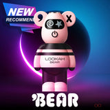 Front view of the Lookah Bear 510 thread battery in pink. This cute, 500mAh bear-shaped vaporizer battery features a soft silicone body and universal 510 threading for standard oil and extract cartridges.