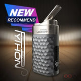 Front view of the Lookah Python wax vaporizer in grey. This compact 650mAh dab pen features a serpentine textured shell and a 710 quartz dish coil for clean, flavorful concentrates.