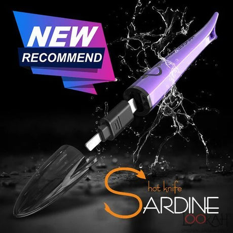 Front view of the Lookah Sardine hot knife electric dab tools arranged in a group to display multiple vibrant color options. This portable heated loading tool features a ceramic tip that effortlessly slices through thick, sticky concentrates to drop them cleanly into your banger.