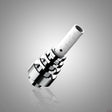 Close-up angled view of the tubular ceramic tip on a single Lookah Seahorse Type III coil in white and metallic silver. This unique tubular ceramic heating element functions like a miniature dab nail, maximizing surface area to efficiently vaporize thick wax concentrates.