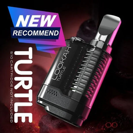 Front view of the Lookah Turtle 400mAh concealed 510 battery in sleek black. This compact, turtle shell-inspired vaporizer battery completely hides standard oil cartridges for a highly stealthy and protected vaping experience.