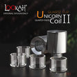 front angled view of the unboxed Lookah Unicorn Type 2 Base Dish Set showing the metallic silver atomizer base alongside clear frosted quartz replacement dishes. This highly efficient interchangeable dish system allows for quick swaps and easy cleaning during heavy dabbing sessions.