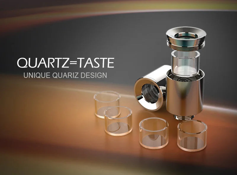 front angled view of the unboxed Lookah Unicorn Type 2 Base Dish Set showing the metallic silver atomizer base alongside clear frosted quartz replacement dishes. This highly efficient interchangeable dish system allows for quick swaps and easy cleaning during heavy dabbing sessions.