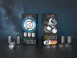 Front facing view of the Lookah Unicorn Quartz Coil Type 2 Base Dish Set packaging in black and orange. This retail box contains a durable threaded atomizer base and replacement drop-in quartz dishes for your Lookah Unicorn electric dab rig.