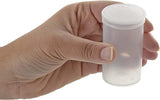 Front angled view of the Loud Lock 19 Dram Pop Top containers in clear These child-resistant squeeze-top vials provide an airtight, odor-proof storage solution ideal for packaging up to 3.5 grams of dry herb.