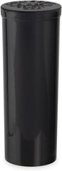 Front angled view of the Loud Lock 60 Dram Pop Top containers in a cluster of opaque black. These child-resistant squeeze-top vials provide an airtight, odor-proof storage solution for keeping up to a half-ounce of dry herb fresh.