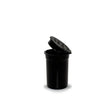 Front angled view of the Loud Lock 6 Dram Pop Top capsules in opaque black. These compact, child-resistant squeeze-top vials provide an airtight, odor-proof storage solution ideal for packaging 1 to 1.5 grams of dry herb.