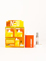 Front facing view of the NEU Push Covert Discreet Battery in matte orange. This stealthy 650mAh concealed cartridge battery completely hides your 510-threaded oil tanks within its chassis for ultimate privacy on the go.