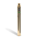Close-up front view of a single Ooze 510 battery in a stunning metallic gold finish. This slim, highly portable vape pen features a universal 510 thread connection expertly machined to securely fit standard oil and extract cartridges.