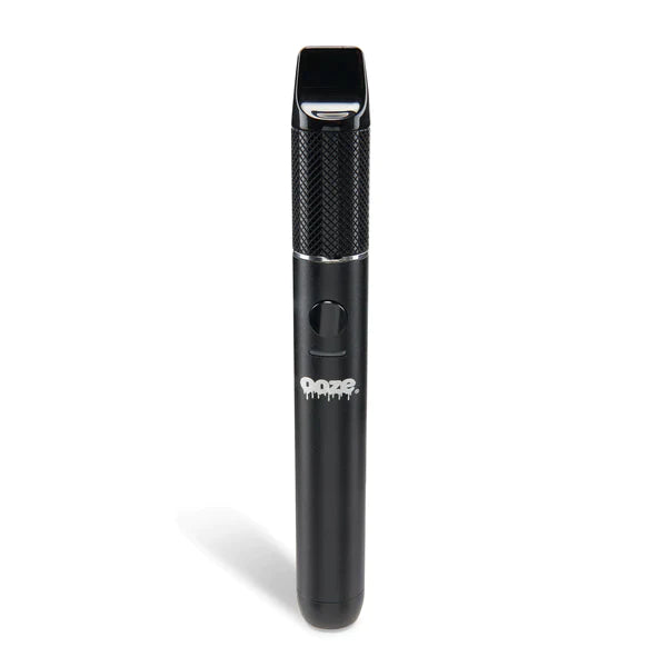 Front view of the Ooze Beacon extract vaporizer in a sleek metallic finish. This powerful 800mAh concentrate pen features an advanced Onyx Atomizer to deliver exceptionally clean and flavor-forward dab sessions.