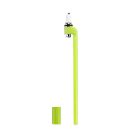 Front view of the Ooze ConNectar nectar collector battery attachment in bright green. This highly convenient, 3-piece attachment instantly transforms any standard 510-thread vape pen battery into a fully functional, portable dab straw for your favorite concentrates.
