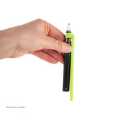Top down angled view of the Ooze ConNectar nectar collector attachment in green securely fastened to a slim twist battery. Pairing this versatile dab attachment with an adjustable voltage battery allows users to perfectly dial in the heat level to maximize distinct terpene flavor profiles.