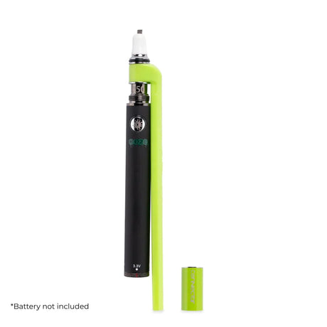 Top down angled view of the Ooze ConNectar nectar collector attachment in green securely fastened to a slim twist battery. Pairing this versatile dab attachment with an adjustable voltage battery allows users to perfectly dial in the heat level to maximize distinct terpene flavor profiles.