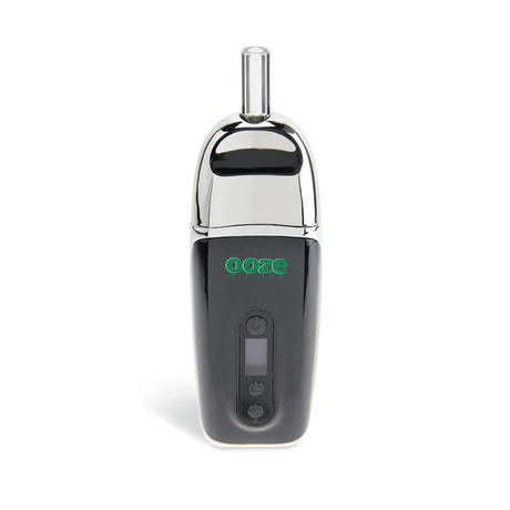 Front view of the Ooze Flare 2200mAh dry herb vaporizer in chrome. This highly portable, easy-to-use device features a powerful battery designed specifically for the clean and efficient consumption of your favorite loose leaf flower.
