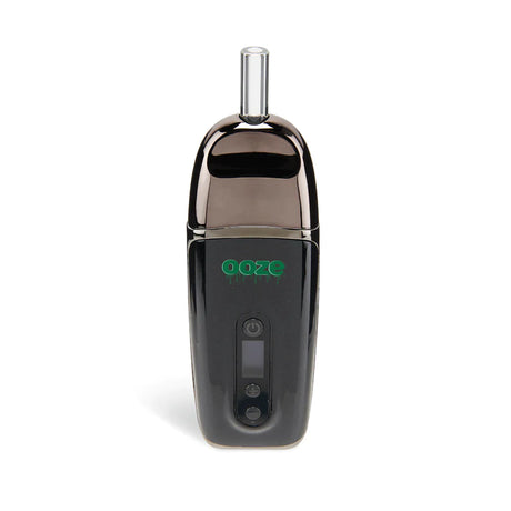 Front view of the Ooze Flare 2200mAh dry herb vaporizer in sleek panther black. This highly portable, easy-to-use device features a powerful battery designed specifically for the clean and efficient consumption of your favorite loose leaf flower.
