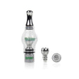 Angled overhead view of the complete Ooze Gusher Globe vaporizer kit laid out against a clean white background. This all-inclusive concentrate starter set features the 650mAh rechargeable battery, hand-blown glass globe, dual quartz heating coils, a stainless steel dab tool, and a USB charging cable.