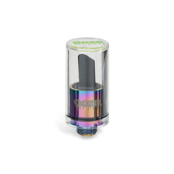 Front view of the Ooze hot knife attachment in rainbow. This convenient 510-thread accessory instantly transforms any standard vape battery into a heated dab tool for easily handling sticky concentrates.