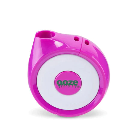 Front view of the Ooze Movez wireless speaker vape battery in purple. This innovative 2-in-1 device combines a powerful 510-thread cartridge battery with a Bluetooth speaker so you can vape and listen to your favorite music simultaneously.