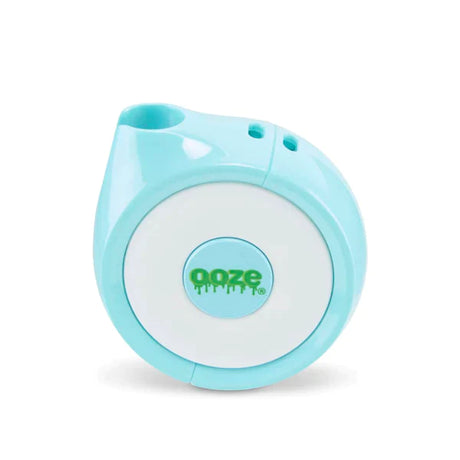 Front view of the Ooze Movez wireless speaker vape battery in teal. This innovative 2-in-1 device combines a powerful 510-thread cartridge battery with a Bluetooth speaker so you can vape and listen to your favorite music simultaneously.