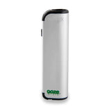 Front view of the Ooze Novex 510 extract battery in sleek silver. This compact, palm-sized vaporizer battery offers a highly discreet and ergonomic design perfect for comfortably powering your favorite 510-threaded oil cartridges.