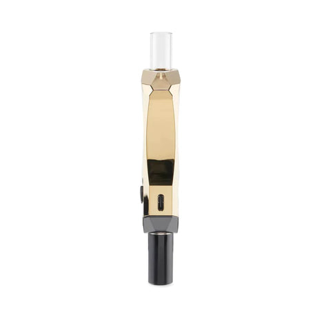 Front view of the Ooze Pronto electric dab straw in metallic gold. This highly portable electronic nectar collector allows users to dip the heated tip directly into wax jars for a seamless, torch-free dabbing experience.