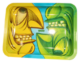 Ooze Face Off small metal tray with a bold split-face monster graphic and raised edges for herb containment.