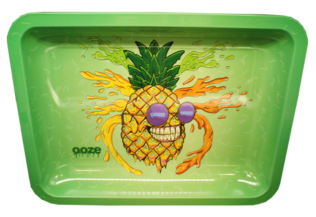 Ooze Mr. Pineapple small metal tray showing a cool cartoon pineapple character with sunglasses.