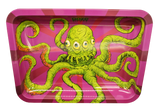 small metal Ooze rolling tray featuring the Sir Inks A Lot octopus tattoo art on a pink background.