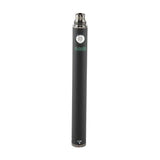 Angled view of a single Ooze standard 1100mAh vape battery in sleek matte black. Boasting a massive 1100mAh capacity cell, this durable 510-thread stick battery delivers significantly longer vaping sessions without the need for frequent recharging.