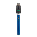 Front view of the Ooze Twist Slim Pen adjustable voltage battery in sleek blue. This reliable and highly portable 510-thread vape pen is designed for seamless, everyday use with standard pre-filled oil and extract cartridges.
