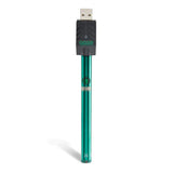 Front view of the Ooze Twist Slim Pen adjustable voltage battery in an emerald green. This reliable and highly portable 510-thread vape pen is designed for seamless, everyday use with standard pre-filled oil and extract cartridges.