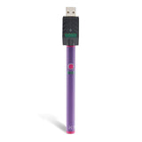Front view of the Ooze Twist Slim Pen adjustable voltage battery in purple. This reliable and highly portable 510-thread vape pen is designed for seamless, everyday use with standard pre-filled oil and extract cartridges.