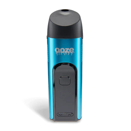 Front view of the Ooze Verge 2500mAh dry herb vaporizer in arctic blue. This premium, travel-friendly flower vaporizer features a powerful battery and an advanced triple heating system for highly efficient, even extraction.