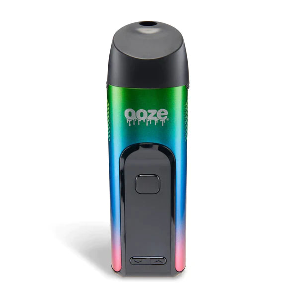 Front view of the Ooze Verge 2500mAh dry herb vaporizer in vibrant rainbow. This premium, travel-friendly flower vaporizer features a powerful battery and an advanced triple heating system for highly efficient, even extraction.