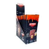 Front angled view of the Packwraps Twisted Hemp Wraps 10-count display box in black and orange packaging. Produced in collaboration with Packwoods, these tobacco-free, slow-burning hemp wraps include a reusable glass tip and a Pro Packer XL tool for a premium rolling experience.