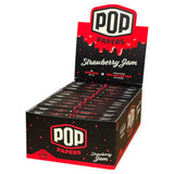 Front view of the Pop Cones king size flavored tips display box featuring a vibrant multi-colored design. This wholesale retail package holds premium king size pre-rolled cones featuring an innovative squeeze-and-pop flavor bead built directly into the filter tip.