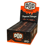 Front view of the Pop Cones king size flavored tips display box featuring a vibrant multi-colored design. This wholesale retail package holds premium king size pre-rolled cones featuring an innovative squeeze-and-pop flavor bead built directly into the filter tip.