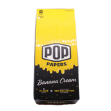 Front view of the POP Papers Banana Cream rolling papers booklet in vibrant yellow. This specialized preparation accessory puts complete taste control directly in the user's hands.