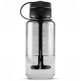 Front view of the Puffco Budsy disguised water pipe in a sleek, opaque Black finish. This heavy-duty, BPA-free plastic smoking device completely masks its true function by mimicking a standard reusable water bottle.