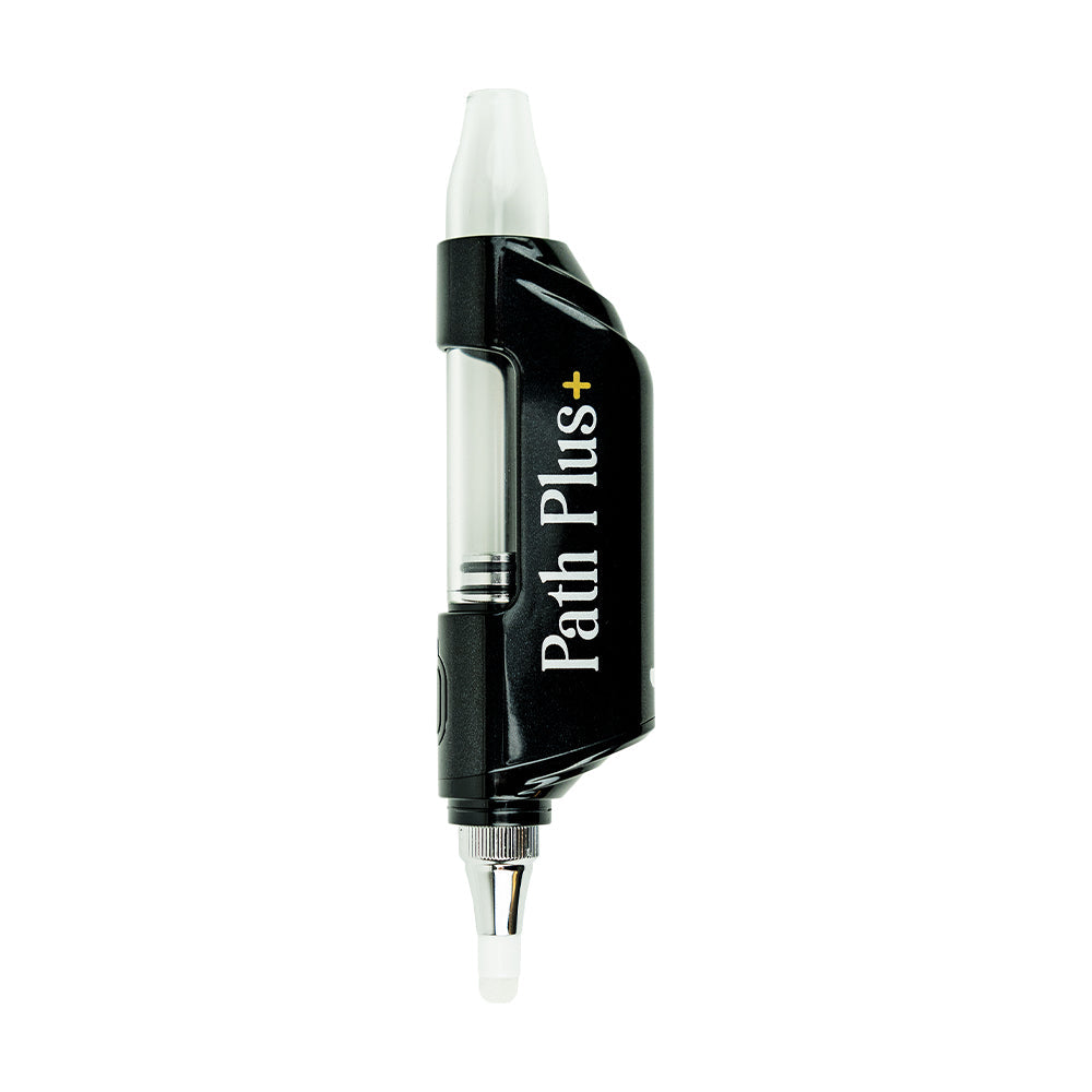 Front view of the Randy's Path Plus electronic nectar collector in sleek black. This upgraded portable concentrate vaporizer features a premium quartz heating tip for drawing smooth, flavorful hits directly from your wax jars without a torch.