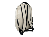 Back view of the RAW Authentic X backpack in natural burlap. This scent-trapping transport bag is equipped with padded shoulder straps and a cushioned back panel to distribute weight evenly for an ergonomic carry.
